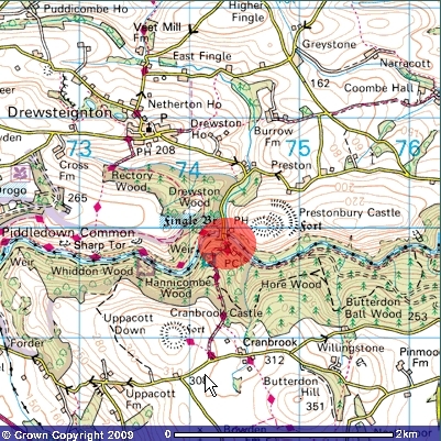 map showing location of Fingle Bridge