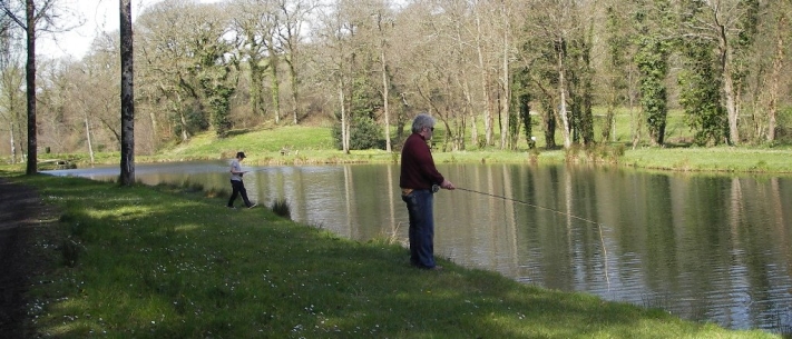 father and son fishing at Hatchlands