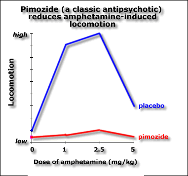 pimozide reduces amphetamine-induced locomotion